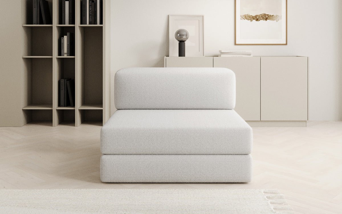 Designer sofa middle module Lazy in bouclé