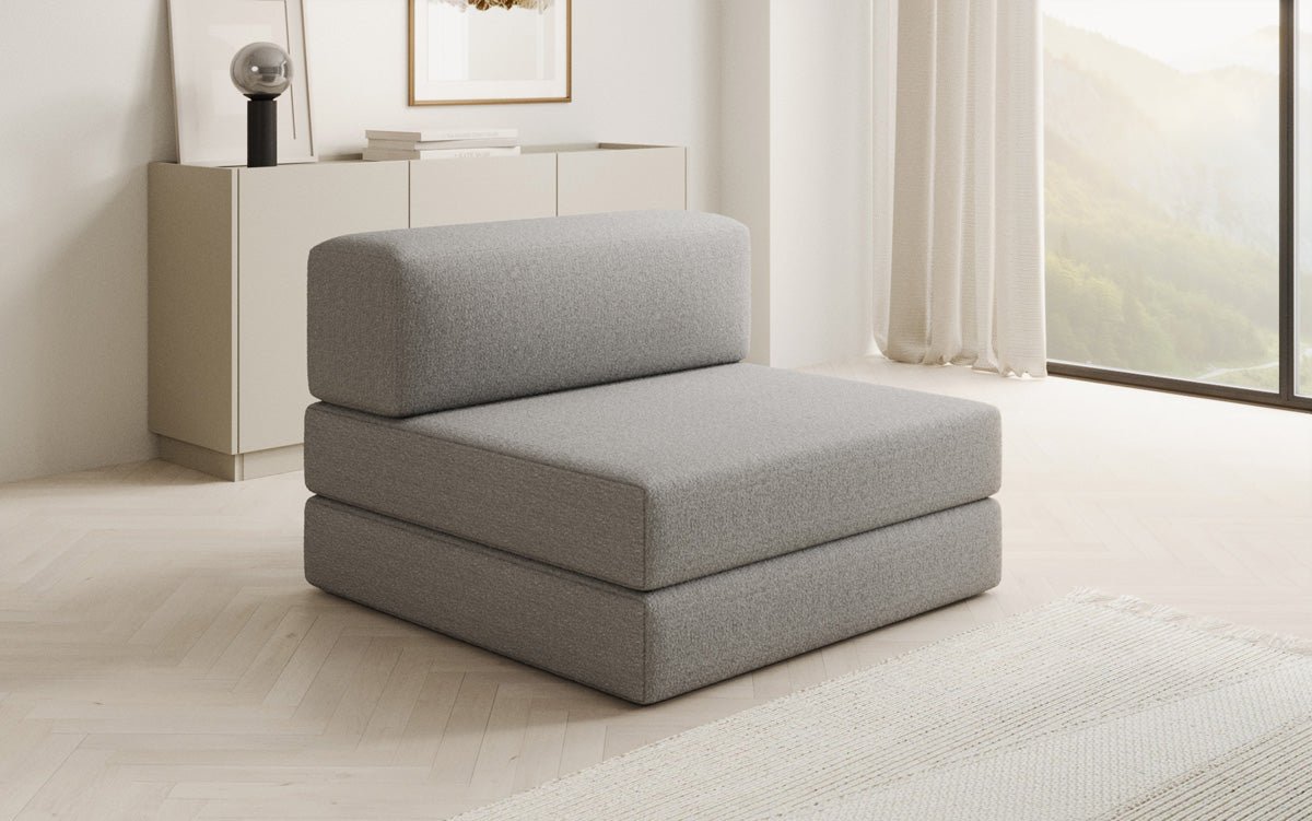 Designer sofa middle module Lazy in bouclé