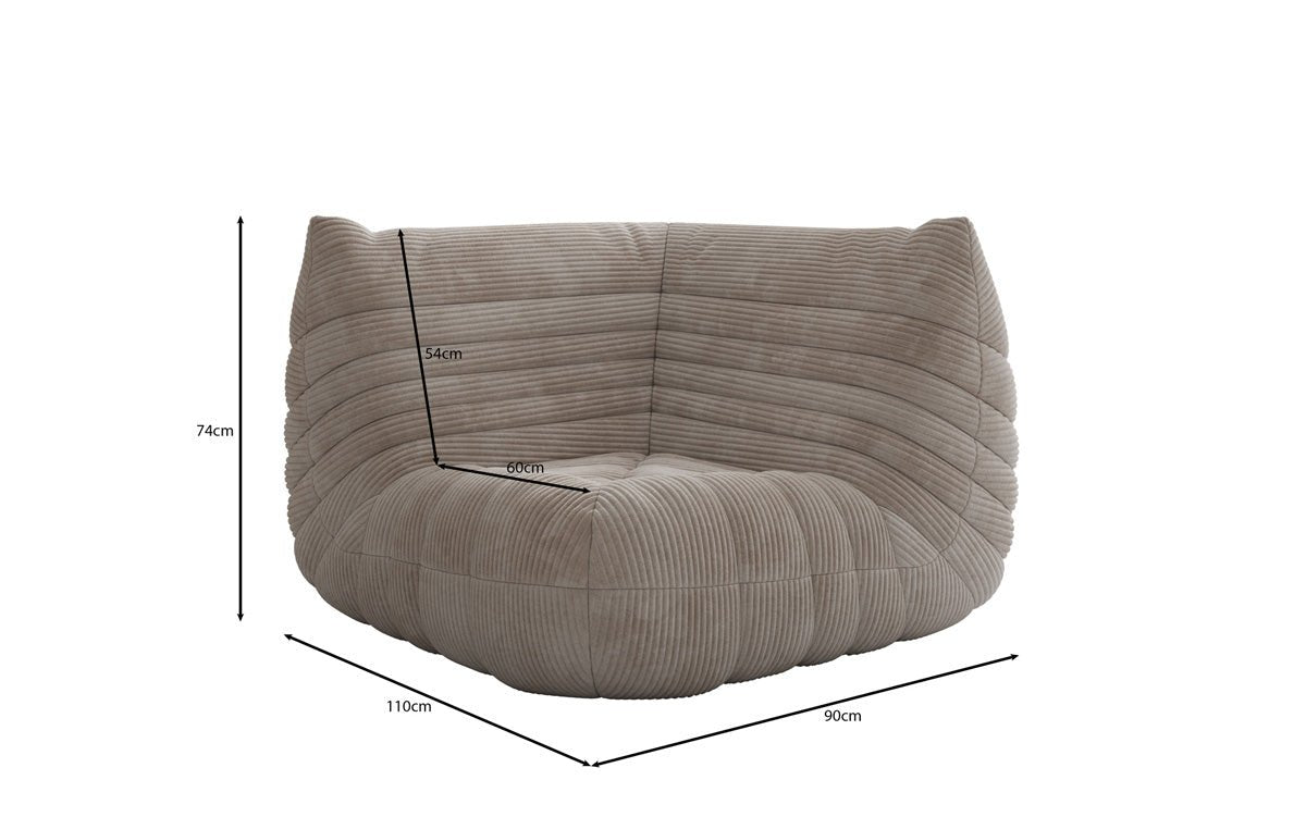 Designer Eckmodul Sofa Armchair Calmo in Corduroy