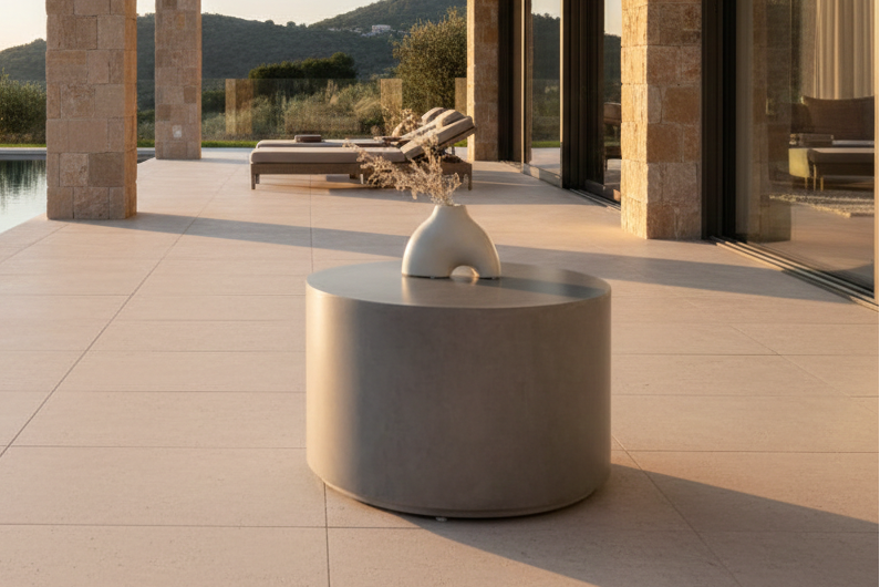 Garten Beistelltisch India - Ø60 aus Aluminium in der Farbe Grau