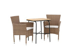 Garten Cafegruppe Rieva – 3-teiliges Gartenmöbel-Set mit Tisch aus Akazie und Stahl