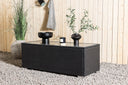 Garten Couchtisch Lena - Aus Rattan und Glas in Schwarz