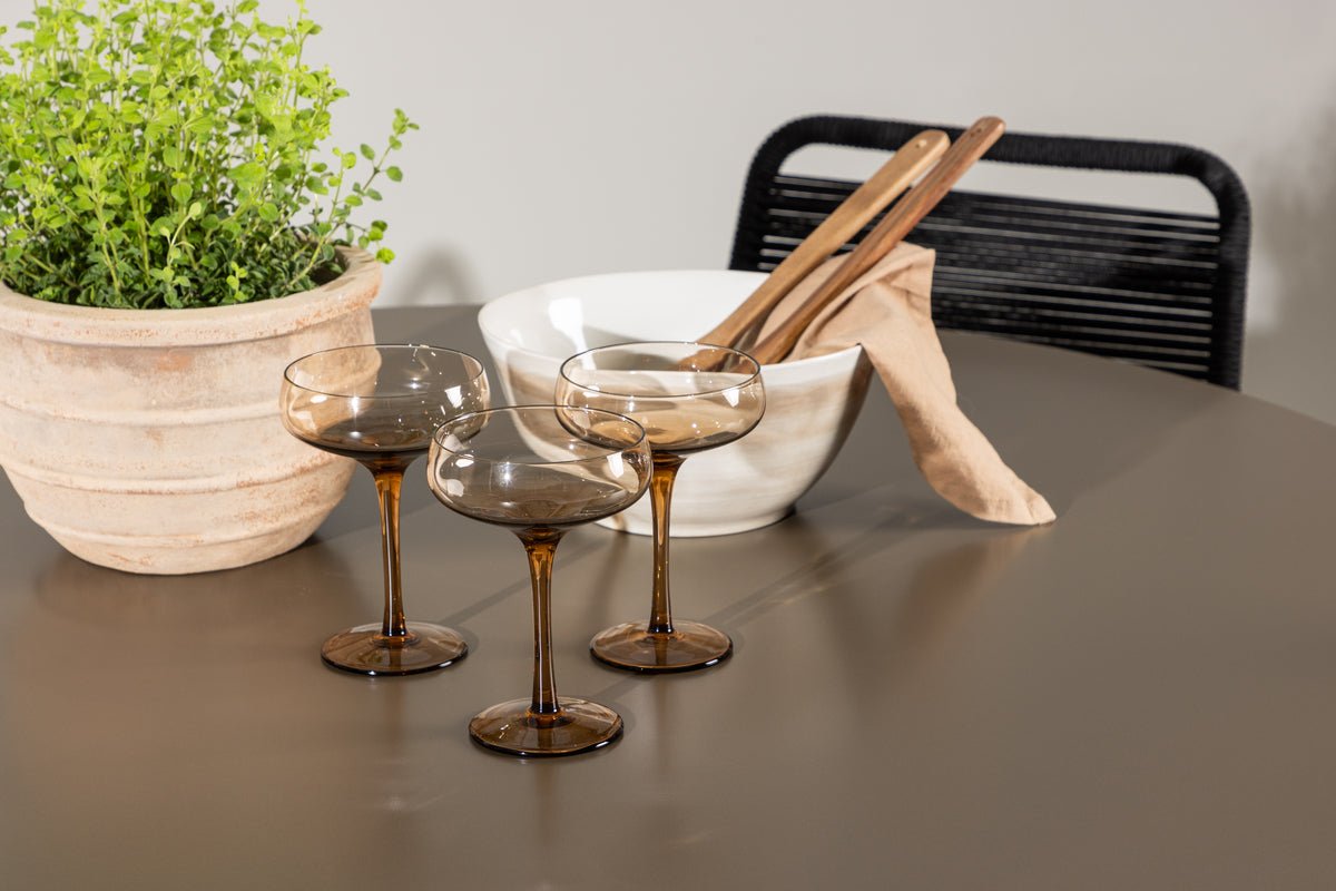 Garten Essgruppe Aiko – 5-teiliges Gartenmöbel-Set mit braunem runden Tisch