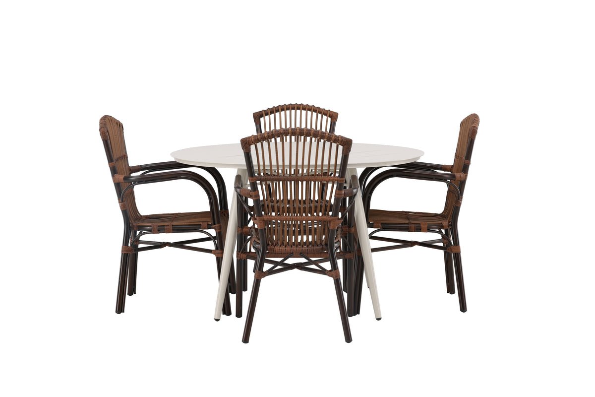 Garten Essgruppe Jorina – 5-teiliges Set in Rattanoptik