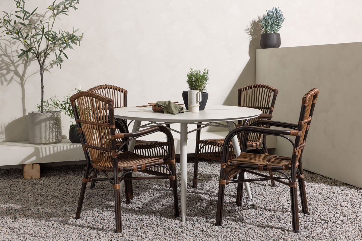 Garten Essgruppe Jorina – 5-teiliges Set in Rattanoptik