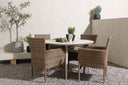 Garten Essgruppe Leon – 5-teiliges Gartenmöbel-Set mit weißem runden Tisch