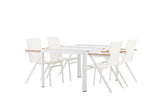 Garten Essgruppe Rolina – 4 Stühle und 1 Tisch in Weiß