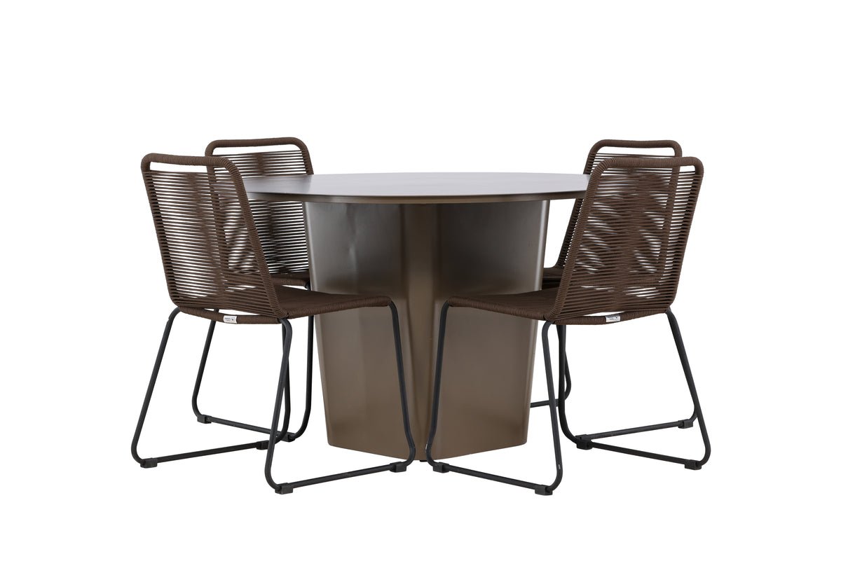 Garten Essgruppe Santa – 5-teiliges Gartenmöbel-Set mit rundem Tisch