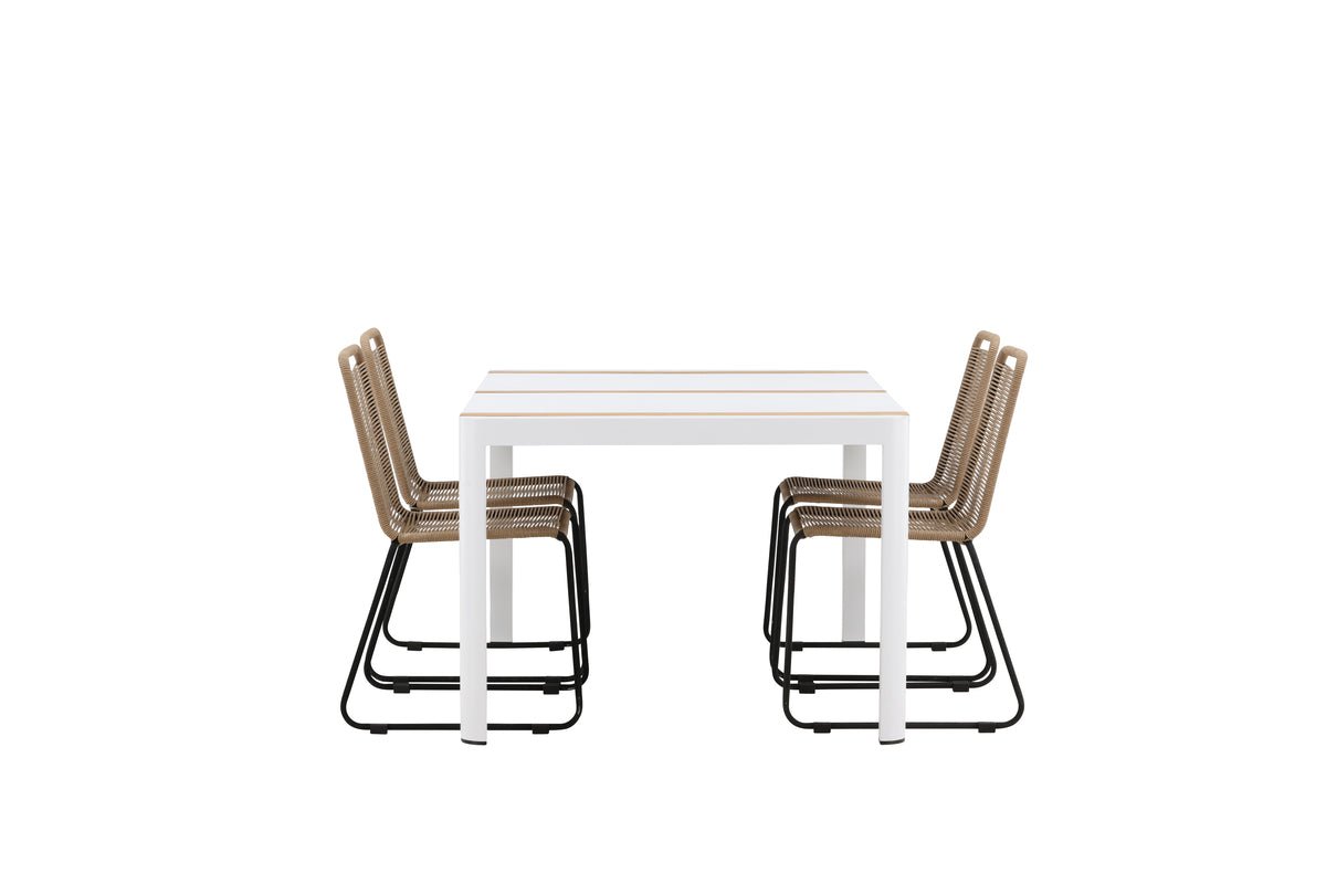 Garten Essgruppe Sarova – 5-teiliges Set in Weiß/Braun