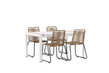 Garten Essgruppe Sarova – 5-teiliges Set in Weiß/Braun