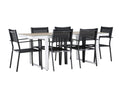 Garten Essgruppe Silva – 7-teiliges Gartenmöbel-Set in Schwarz/Weiß