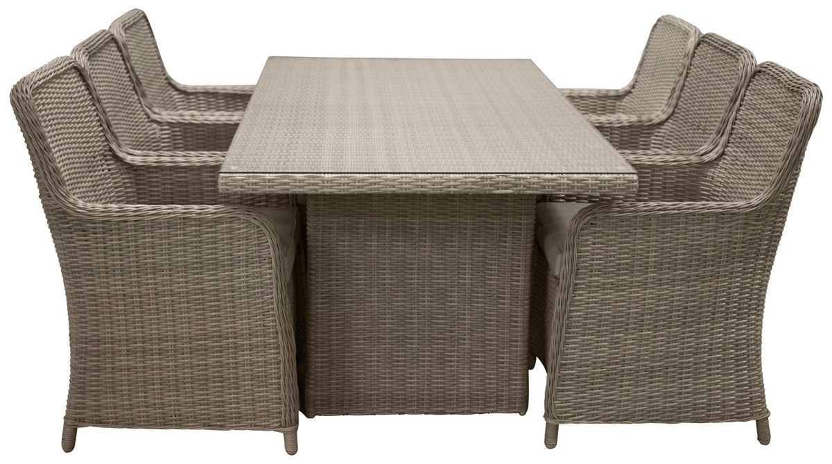 Garten Essgruppe Valencia” – 7-teiliges Gartenmöbel-Set aus Polyrattan