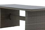 Garten Esstisch Valerio - 200x100 cm aus grauem Rattan mit Glasplatte