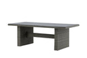 Garten Esstisch Valerio - 200x100 cm aus grauem Rattan mit Glasplatte