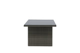 Garten Esstisch Valerio - 200x100 cm aus grauem Rattan mit Glasplatte