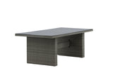 Garten Esstisch Valerio - 200x100 cm aus grauem Rattan mit Glasplatte