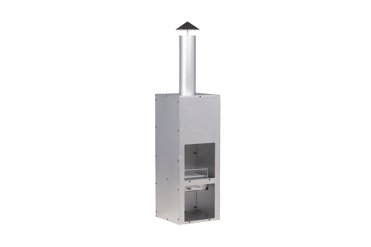 Garten Kamin Arne - aus Stahl mit Schornstein in Silber