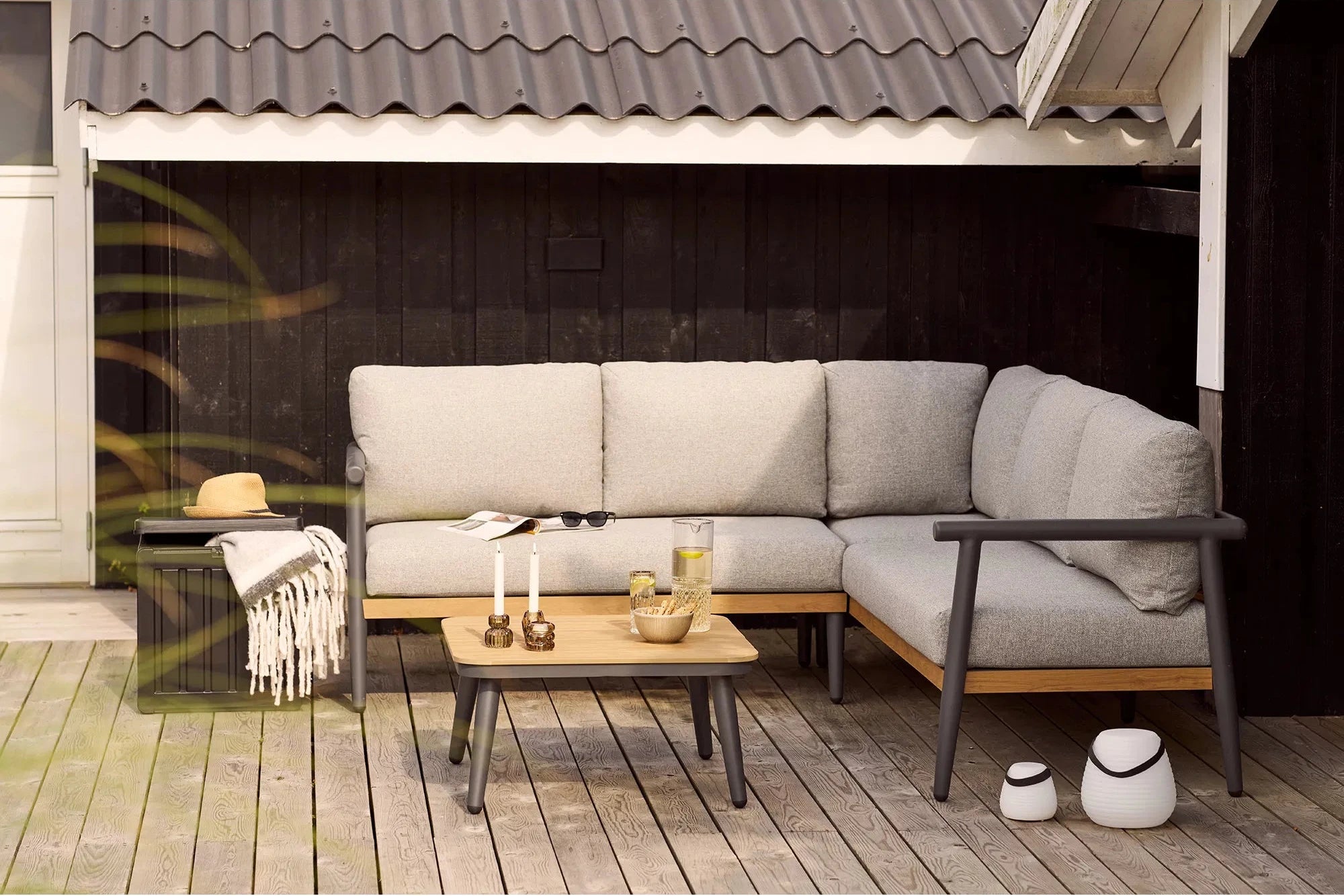 Garten Lounge Set Velmora – mit Aluminiumgestell und Holzoptik-Details