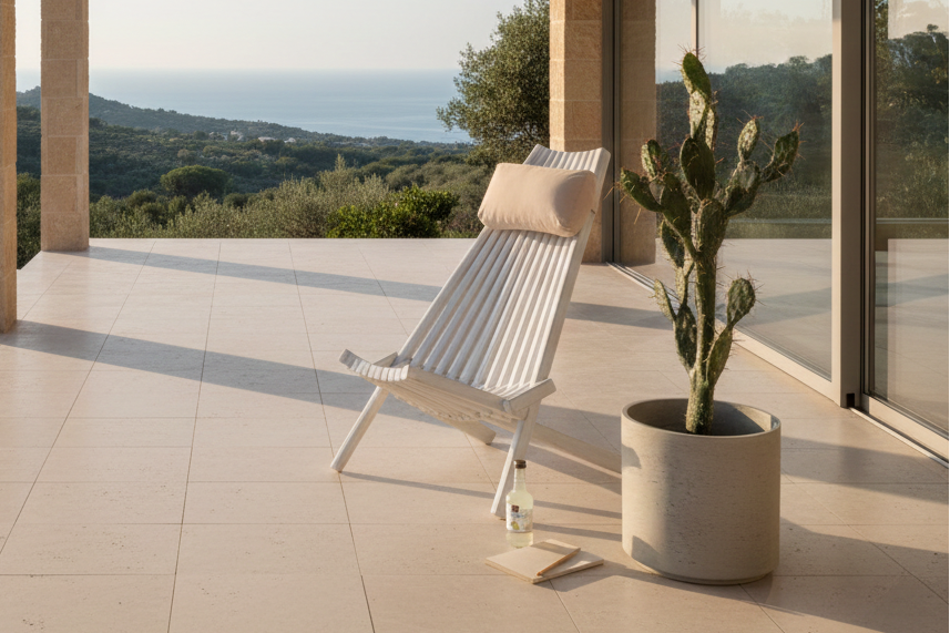 Garden Lounge Chair Active - made of Acacia Wood in White