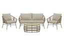 Garten Loungeset Anton – in Braun mit Glasplatte & Kissen