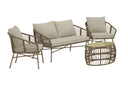 Garten Loungeset Anton – in Braun mit Glasplatte & Kissen