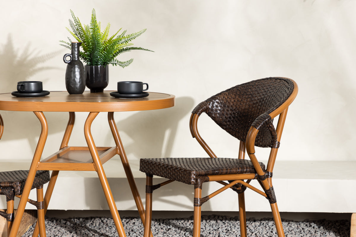 Garten Loungeset Elyon – 3-teiliges Set mit 2 Stühlen & Tisch in Braun