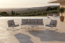 Garten Loungeset Karo – 5-teiliges Set mit beige-gestreiften Kissen
