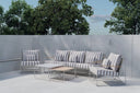Garten Loungeset Karo – 5-teiliges Set mit beige-gestreiften Kissen