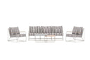 Garten Loungeset Karo – 5-teiliges Set mit beige-gestreiften Kissen