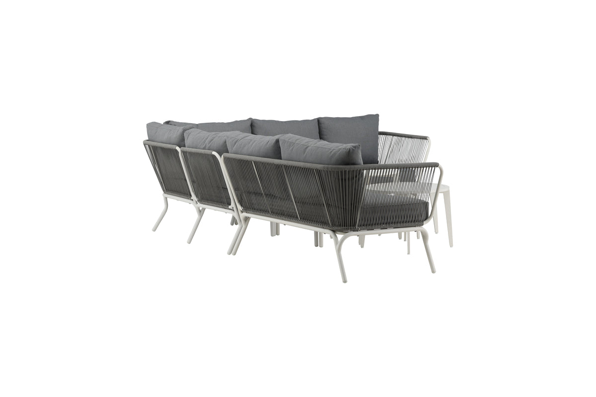 Garten Loungeset Lexy - aus weißem Stahl mit grauen Kissen