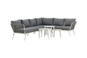 Garten Loungeset Lexy - aus weißem Stahl mit grauen Kissen