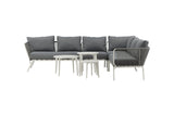 Garten Loungeset Lexy - aus weißem Stahl mit grauen Kissen