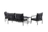 Garten Loungeset Living - aus schwarzem Stahlgestell