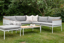 Garten Loungeset Luana – in Weiß & Schwarz mit Teak-Tisch & Polstern