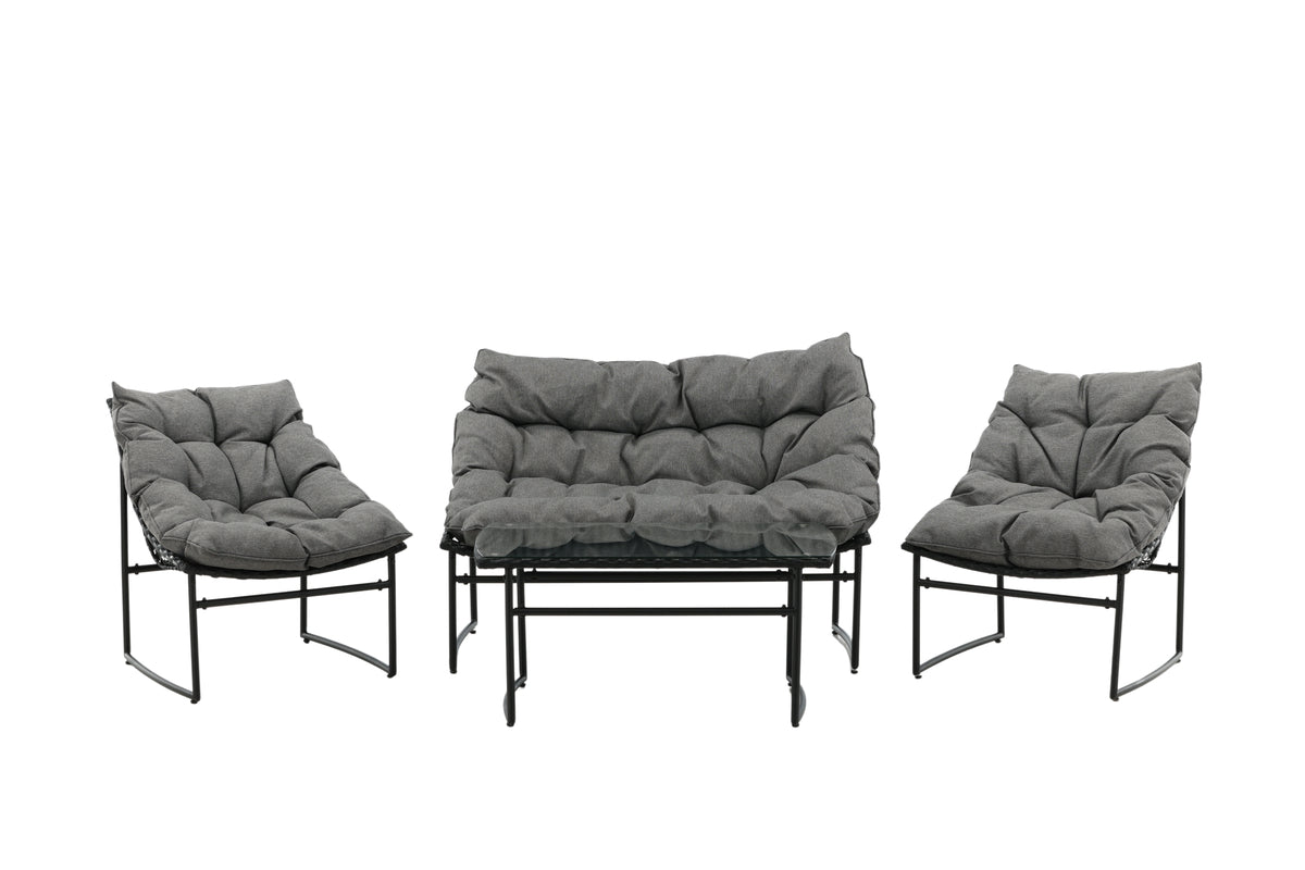 Garten Loungeset Marvella – 4-teiliges Outdoor-Sofa-Set in Schwarz mit Polstern