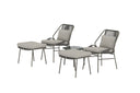 Garten Loungeset Mavero – 5 teiliges Set mit Stühlen und Hockern aus Stahl