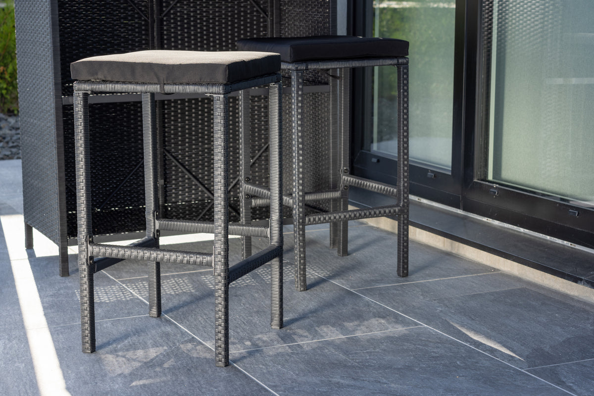 Garten Loungeset Talio – 3-teiliges Set aus synth. Rattan in Schwarz