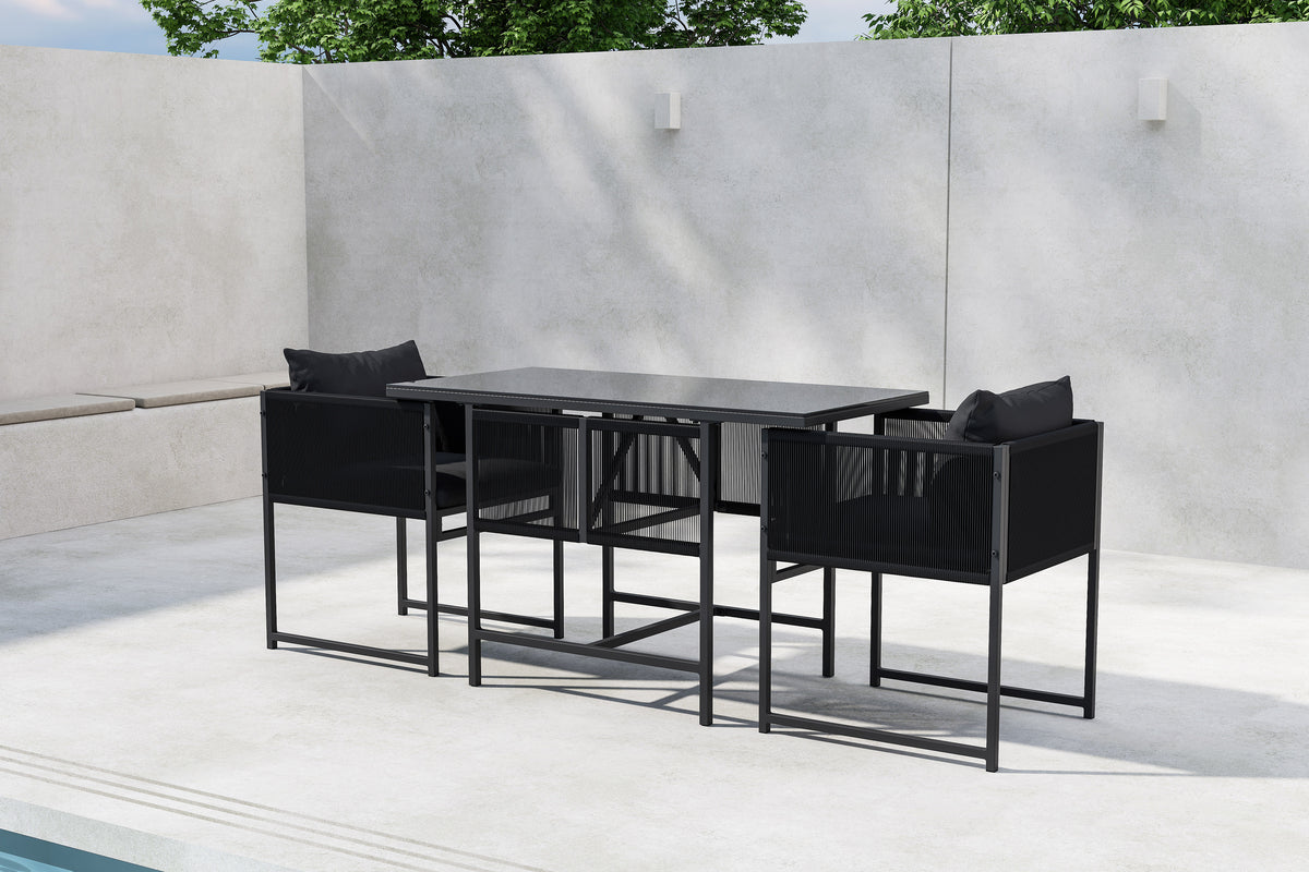 Garden Lounge Set Velenzo – 3-piece Set with 2 Chairs in Black