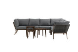 Garten Loungeset Xenia - aus braunem Stahl mit grauen Kissen