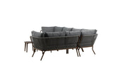 Garten Loungeset Xenia - aus braunem Stahl mit grauen Kissen
