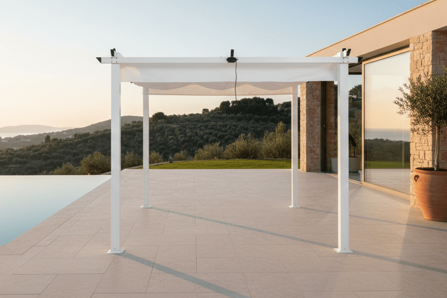 Garten Pavillon Cleo - mit weißem Polyesterdach