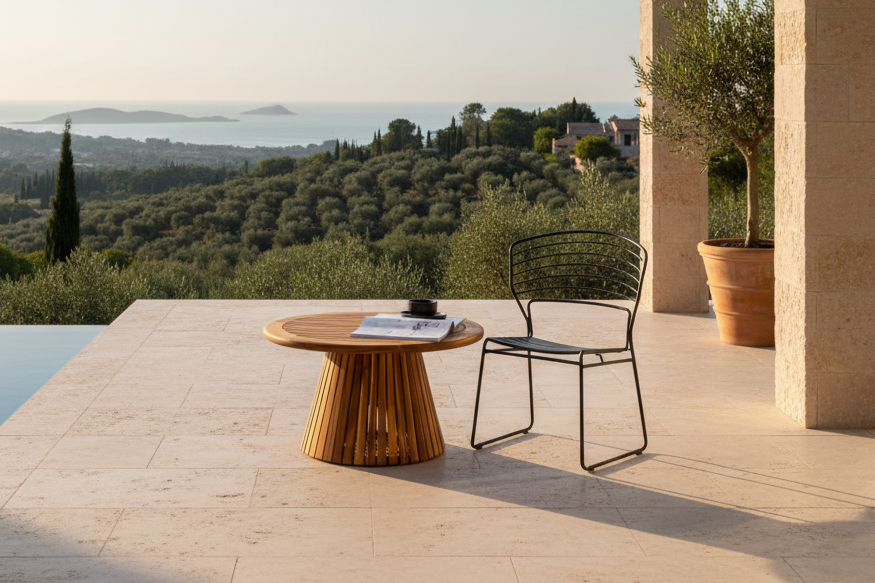 Gartentisch Hewa - Runder Beistelltisch aus Akazienholz
