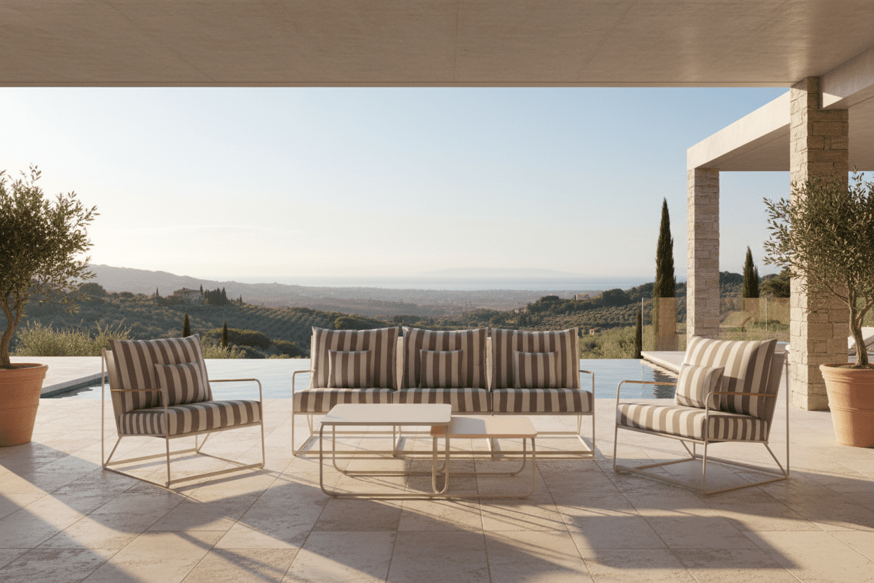 Garden Lounge Set Karo – 5-piece Set with Beige-Striped Cushions