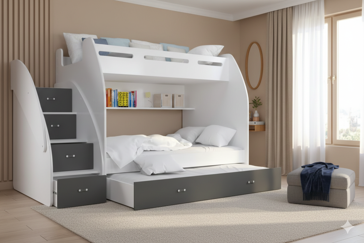 Kinderhochbett Heaven - mit drei Liegeflächen, Stauraum & Matratzen inklusive