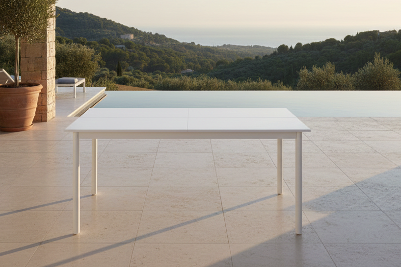 Garden table Sunari - white dining table made of aluminum