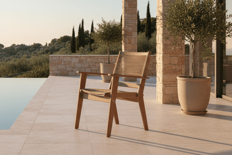 2-piece Set Garden Chair Koru - a natural-colored chair made of acacia wood