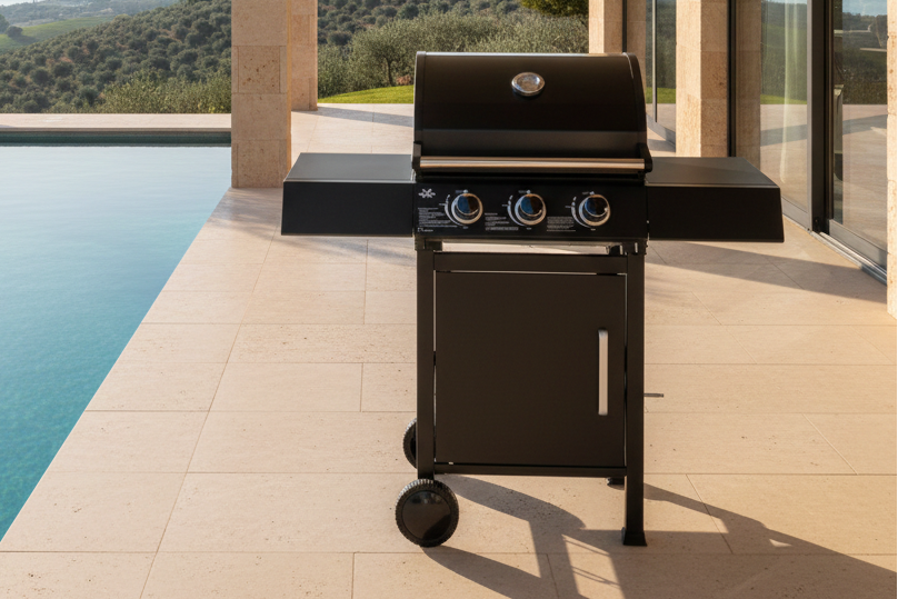 Gasgrill BarbecuePro XL – 3-Brenner Grillwagen mit Warmhalterost