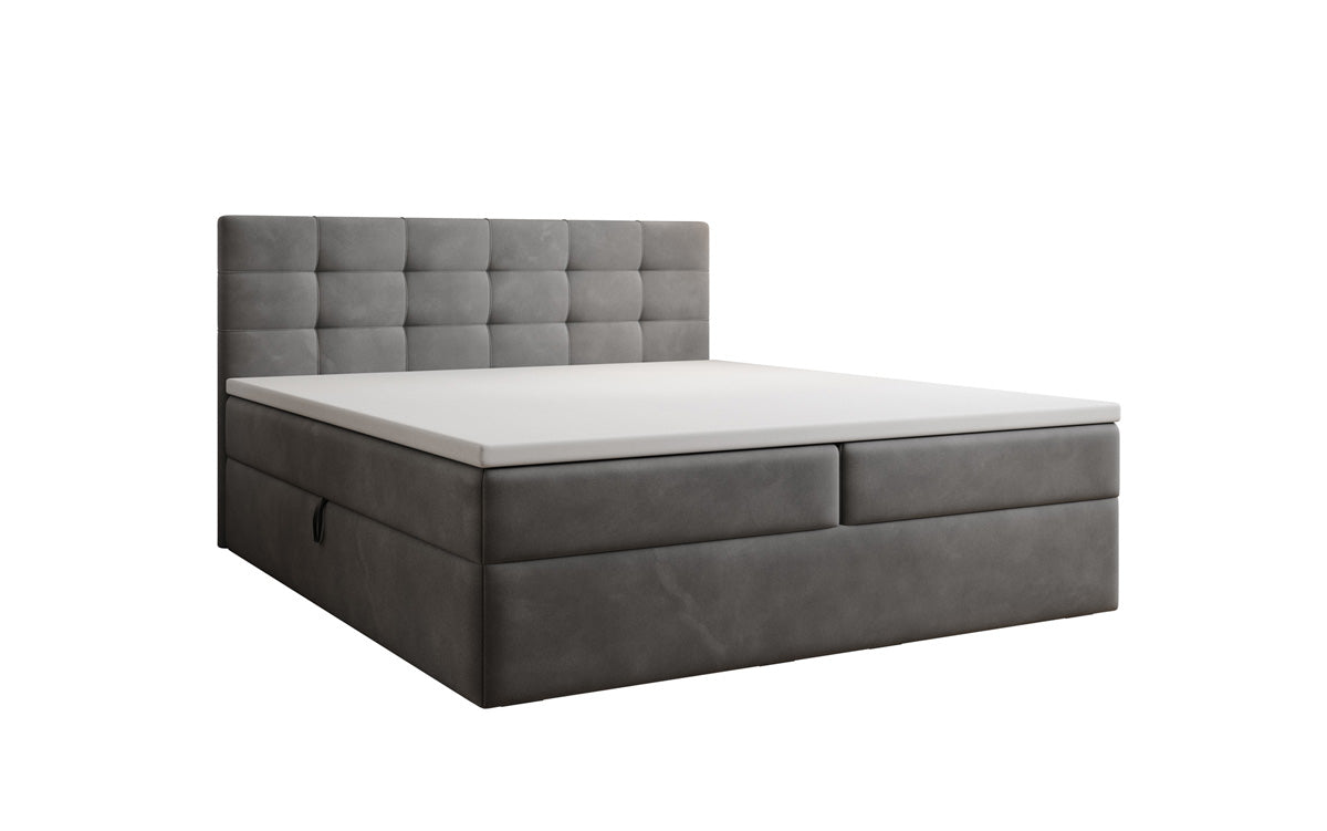 Lux velvet box spring bed with storage