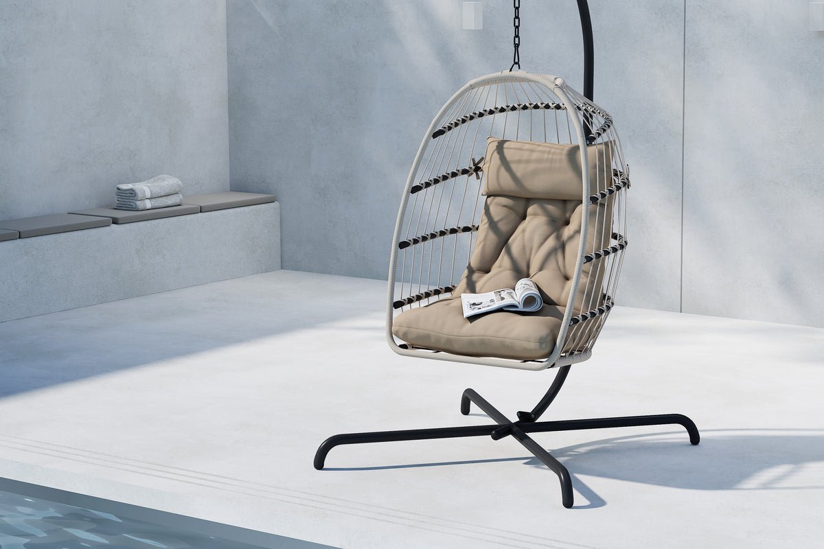 Hängesessel Kalimo – Stahlgestell mit Polsterkissen in 2 Farben