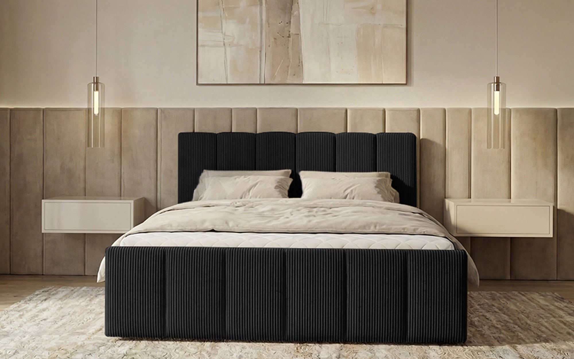 Boxspringbett Siena mit hochklappbarem Stauraum in Cord